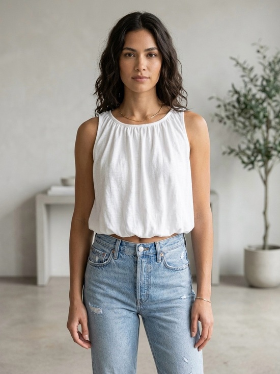 We The Free Tops - Free People We The Free Unconditional Tank Top White Linen Blend Small